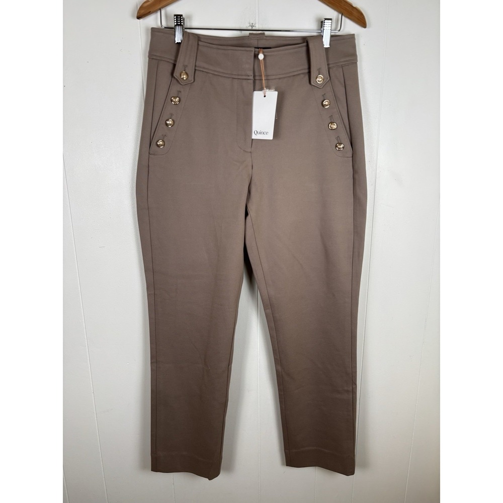 Quince Ultra-Stretch Ponte Straight Leg Mariner Pants Morel Grey Sz Medium - NEW